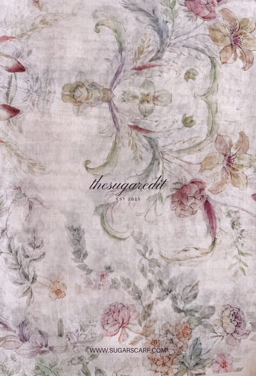 TSE BloomInvitation Japanese Cotton Voile Square - SloanneJCV ( Hint of PeachPink)