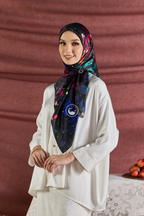 YES DEFECT - (Square ) Celeste In Mixed Silk Matte Satin (Symphony)