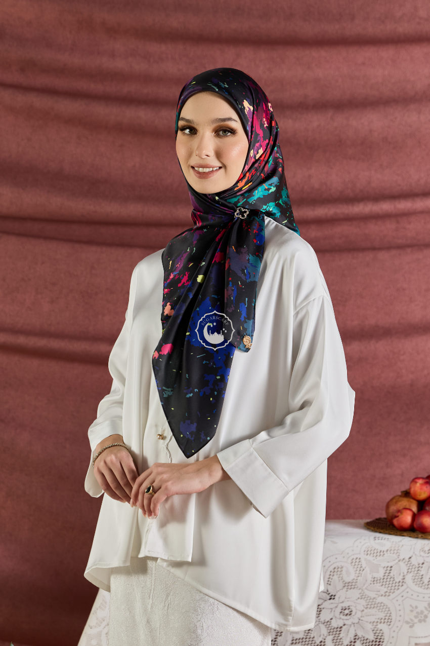 YES DEFECT - (Square ) Celeste In Mixed Silk Matte Satin (Symphony)