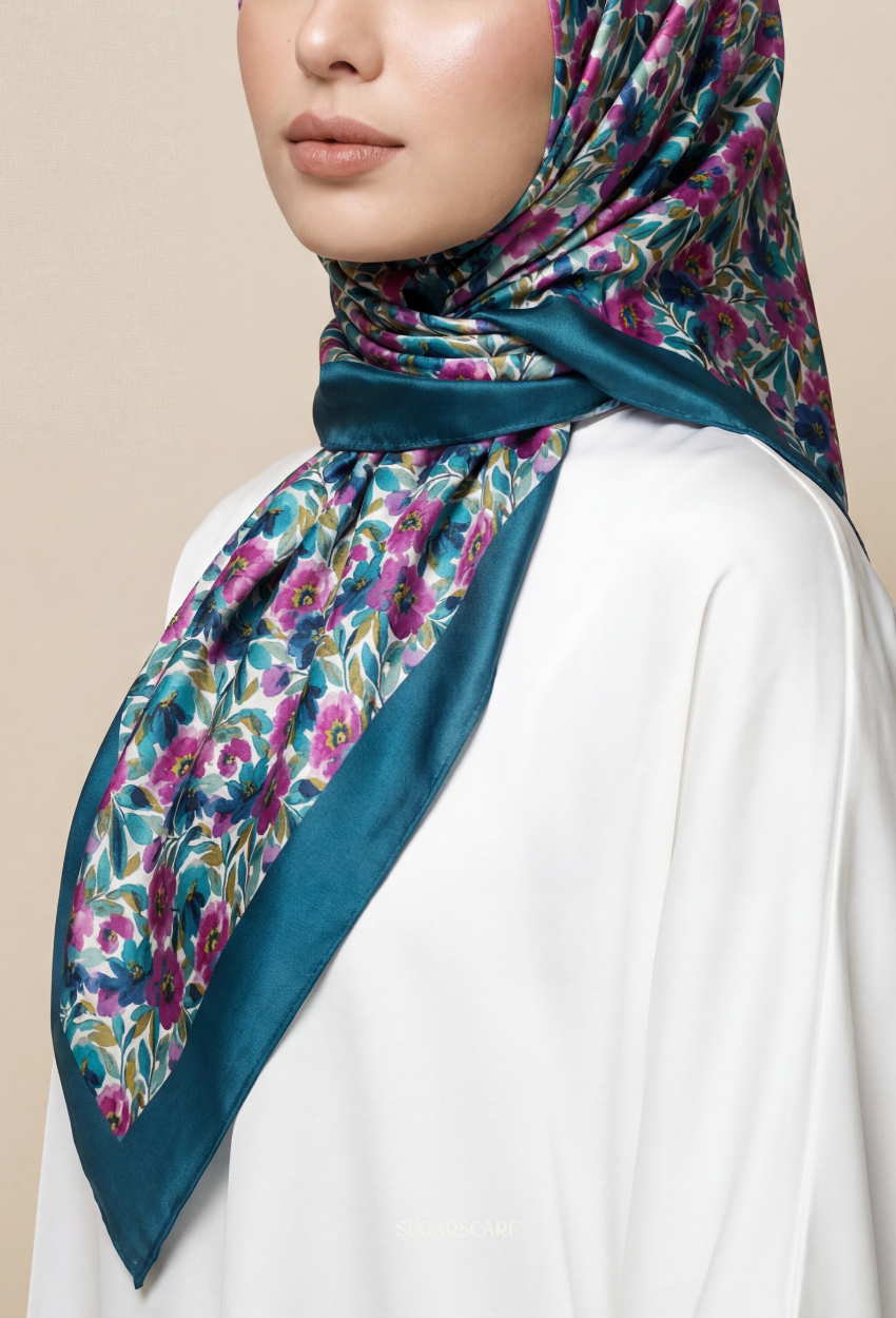 Eid Bloom 2026 Scarves Mixed Satin Square in Maria - Send after 2nd March