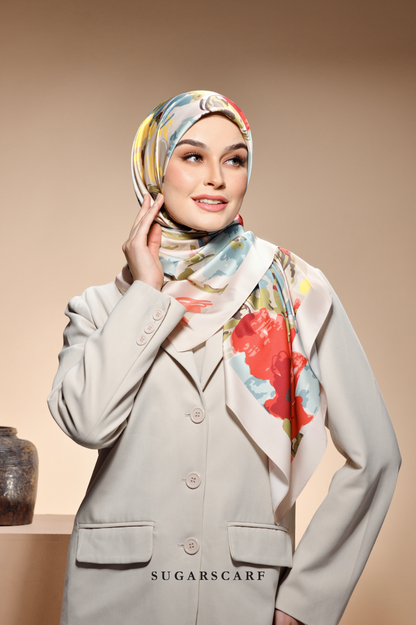 ( Square ) The Fresh Start Matte Satin Silk Scarf ( PROMISE MYSELF )