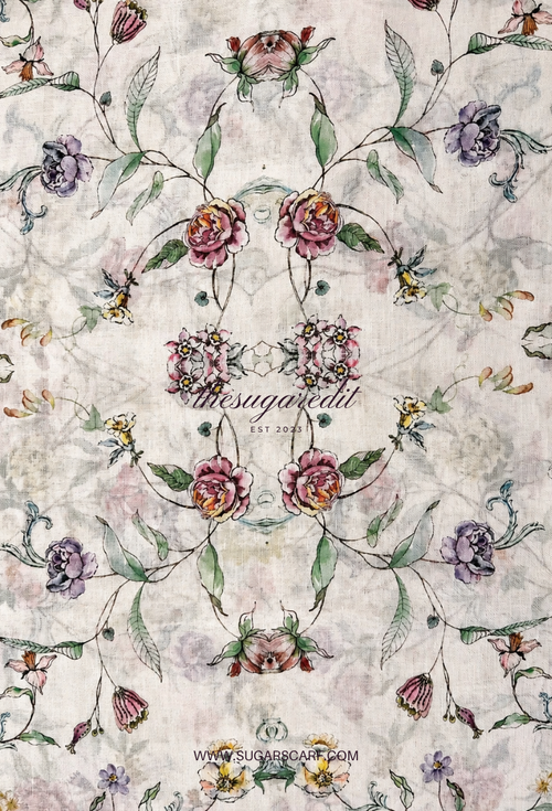 TSE BloomInvitation Japanese Cotton Voile Square - GiannaJCV ( Hint of Green)