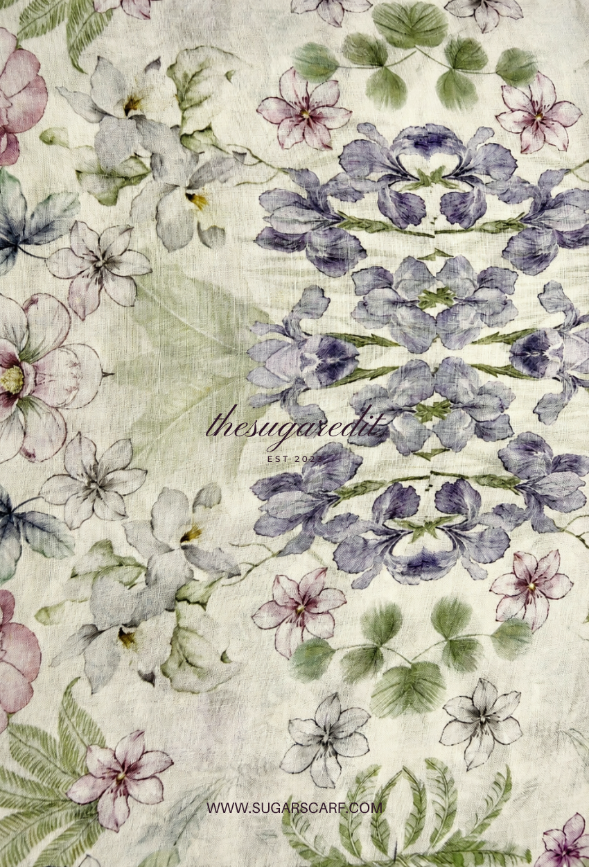 TSE BloomInvitation Japanese Cotton Voile Square - EmberJCV(SoftMintBased)