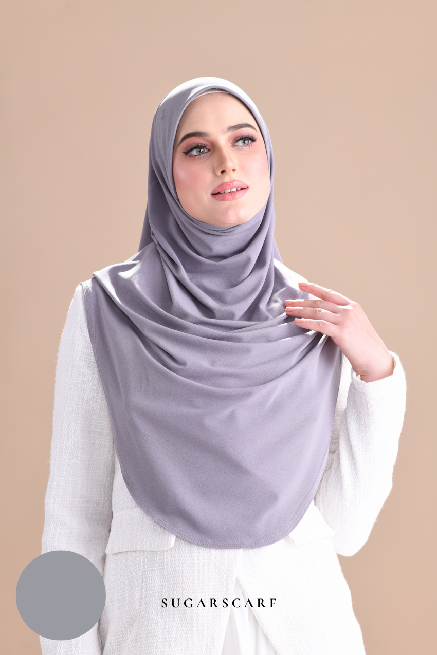 Iris Slip On Plain Hijab (AshGray)
