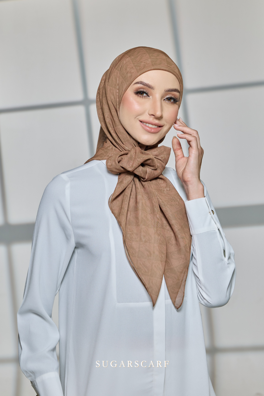 YES DEFECT - Sugarscarf Monogram JapaneseVoile In Biscotti Latte