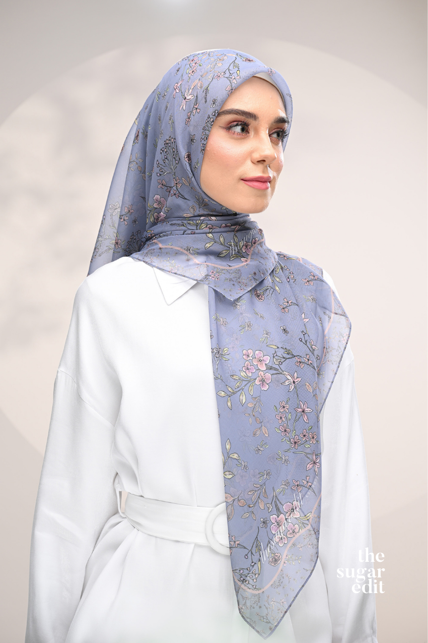 YES DEFECT - THESUGAREDIT Whispering Bloom Japanese Cotton Voile In (Moonlit Sky)