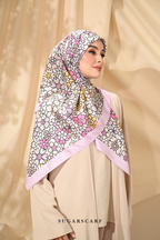 ( Square ) Eid Flower Power Mixed Satin Silk Scarf ( HANDBAGS )