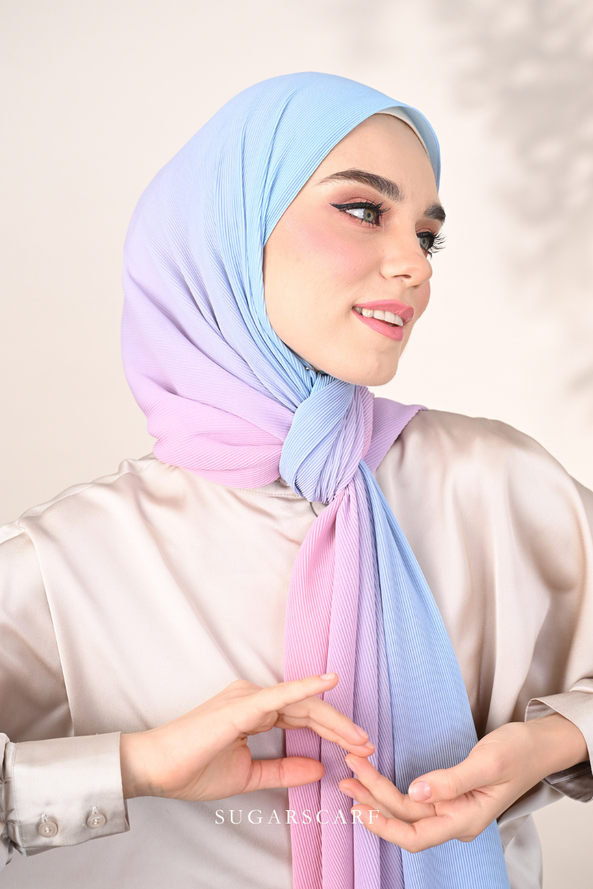 ( Full Wide Pleats Shawl ) Ombre ( Cotton Candy )