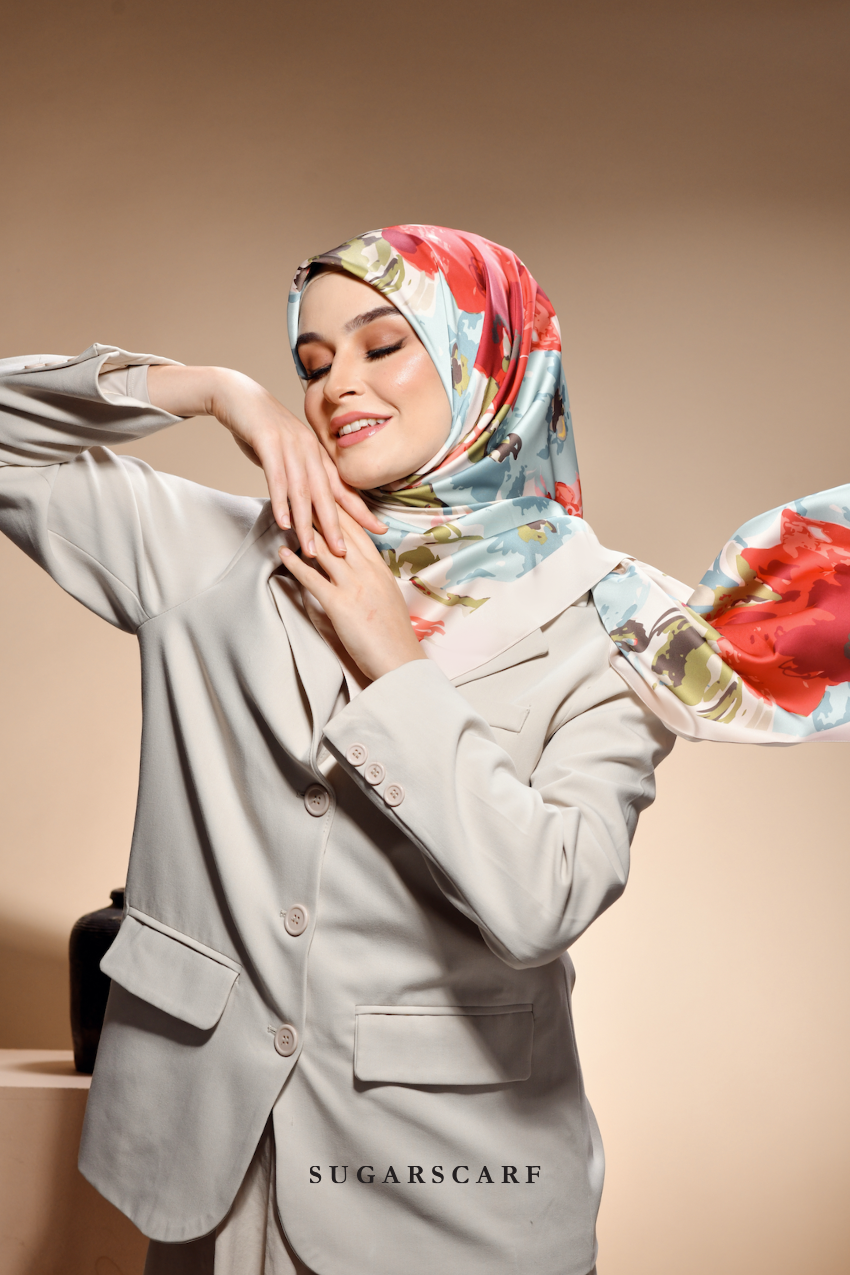 ( Square ) The Fresh Start Matte Satin Silk Scarf ( PROMISE MYSELF )