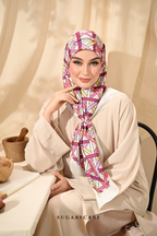 YES DEFECT - ( Square ) Classy Simpulan Mixed Satin Silk Scarf ( RESTU )