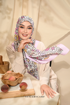 ( Square ) Eid Flower Power Mixed Satin Silk Scarf ( HANDBAGS )