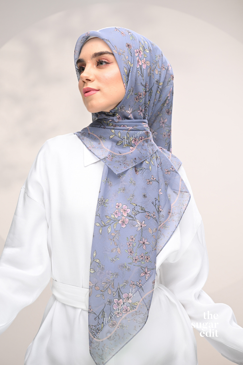 YES DEFECT - THESUGAREDIT Whispering Bloom Japanese Cotton Voile In (Moonlit Sky)