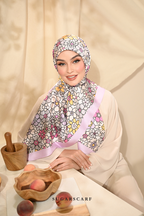 ( Square ) Eid Flower Power Mixed Satin Silk Scarf ( HANDBAGS )