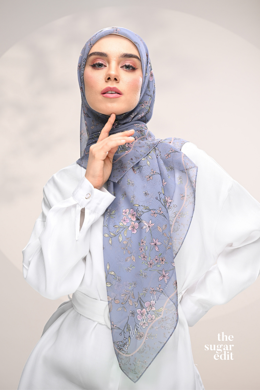 YES DEFECT - THESUGAREDIT Whispering Bloom Japanese Cotton Voile In (Moonlit Sky)