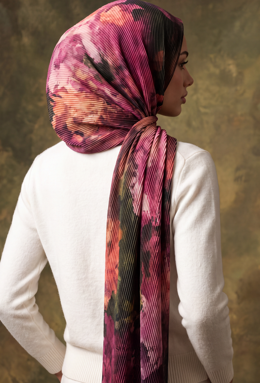 Fall In Love Wide Ultra Fine Pleated Shawl Ironless · in Scarlett