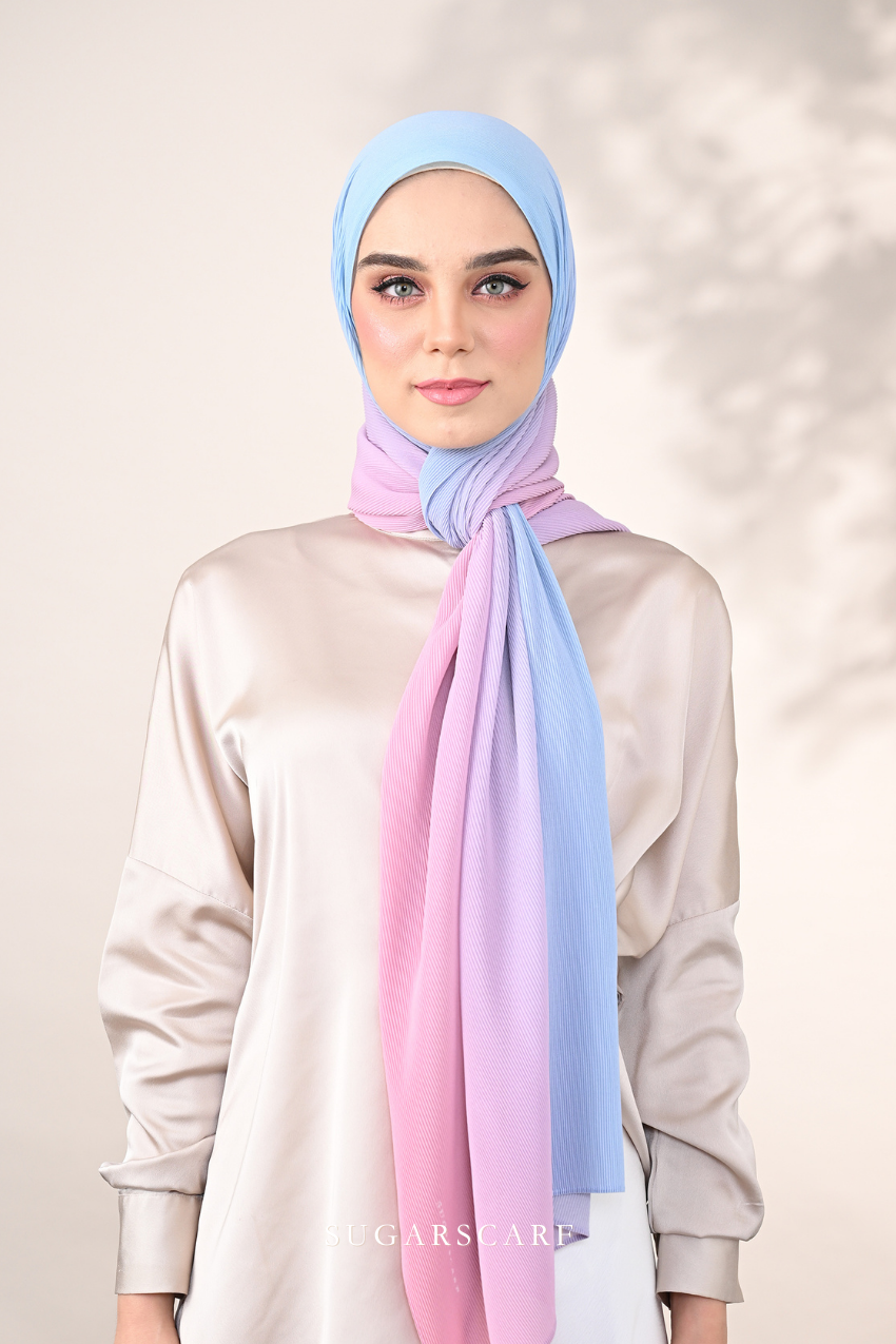 ( Full Wide Pleats Shawl ) Ombre ( Cotton Candy )