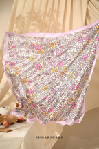 ( Square ) Eid Flower Power Mixed Satin Silk Scarf ( HANDBAGS )