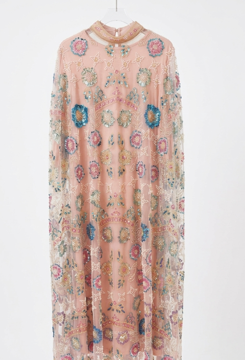 Emily Whimsical Crystal Beads Drape In BabyPink
