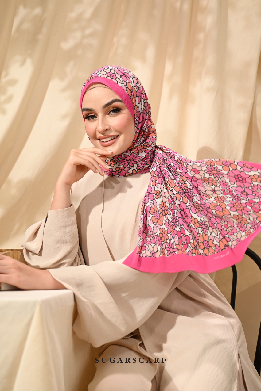 (Full Wide Pleats Shawl ) Eid Flower Power ( MEMORY KEEPER )