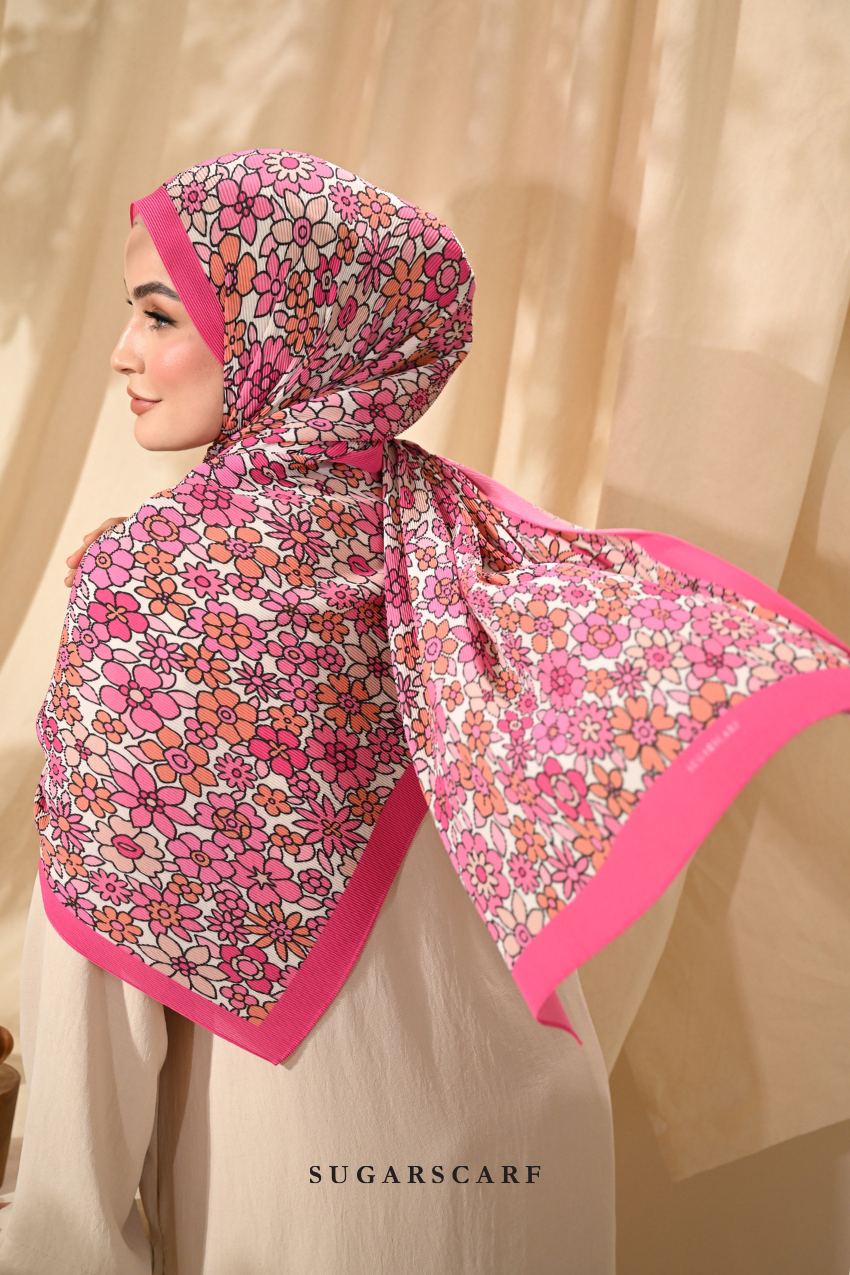 (Full Wide Pleats Shawl ) Eid Flower Power ( MEMORY KEEPER )