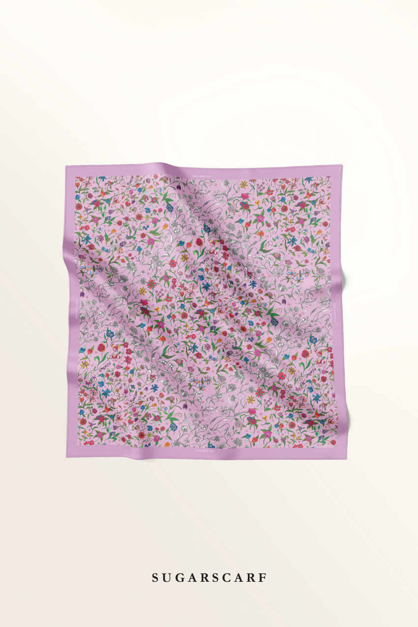 YES  Defect  ( Japanese Voile Square Scarf 46inch ) Enchanted Garden ( TWILIGHT )