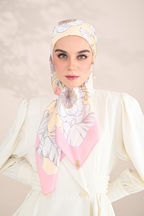 YES DEFECT ( Square ) Bloom in Grace Mixed Satin Silk Square ( Lovely )