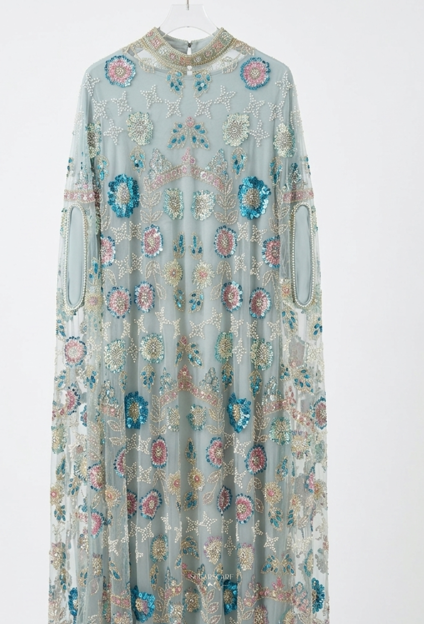 Emily Whimsical Crystal Beads Drape In Blue