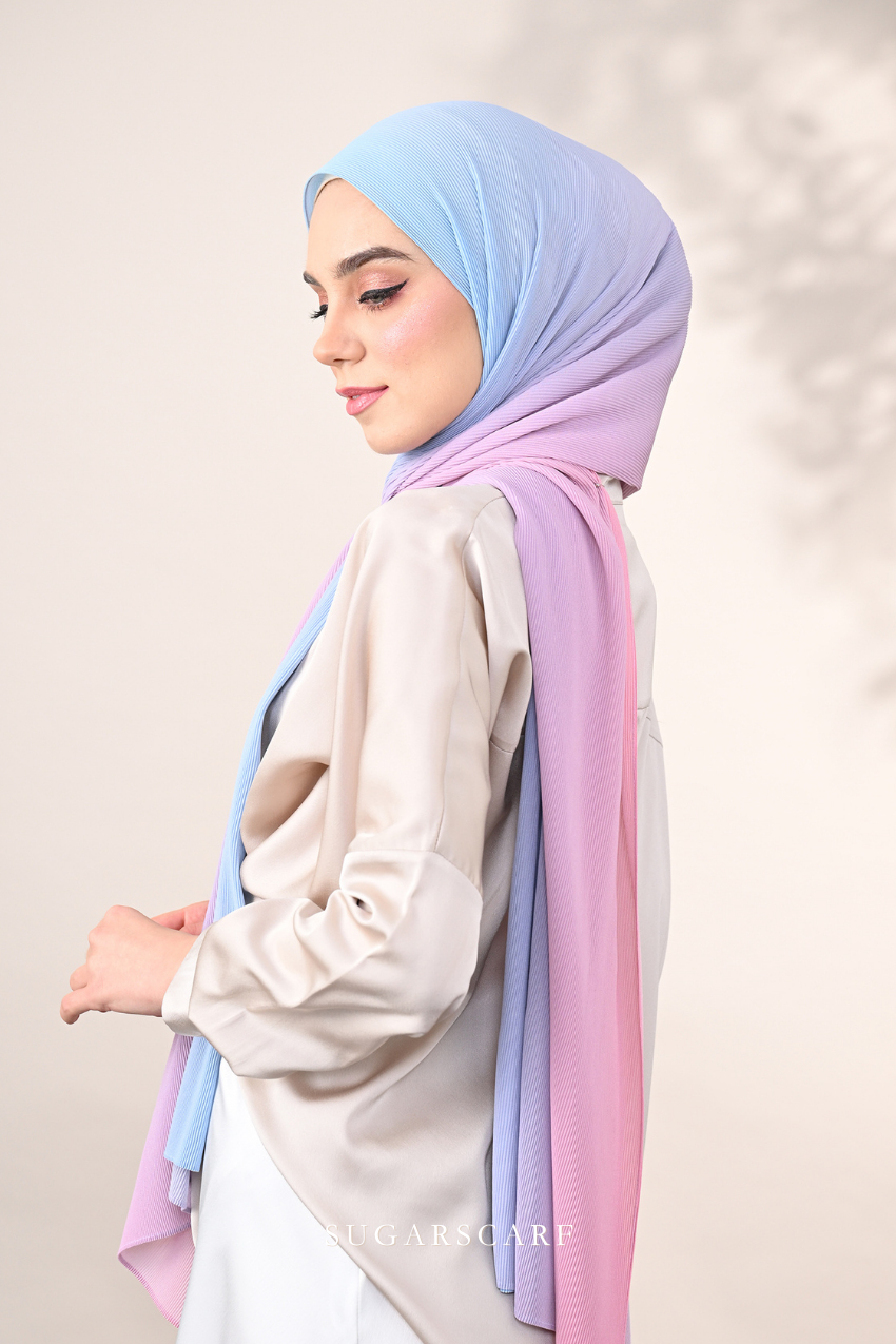 ( Full Wide Pleats Shawl ) Ombre ( Cotton Candy )