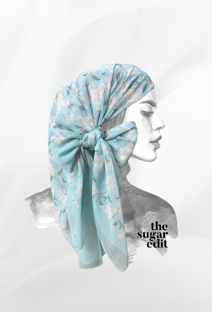 TSE December Serenity Japanese Voile Square In Ice Bloom