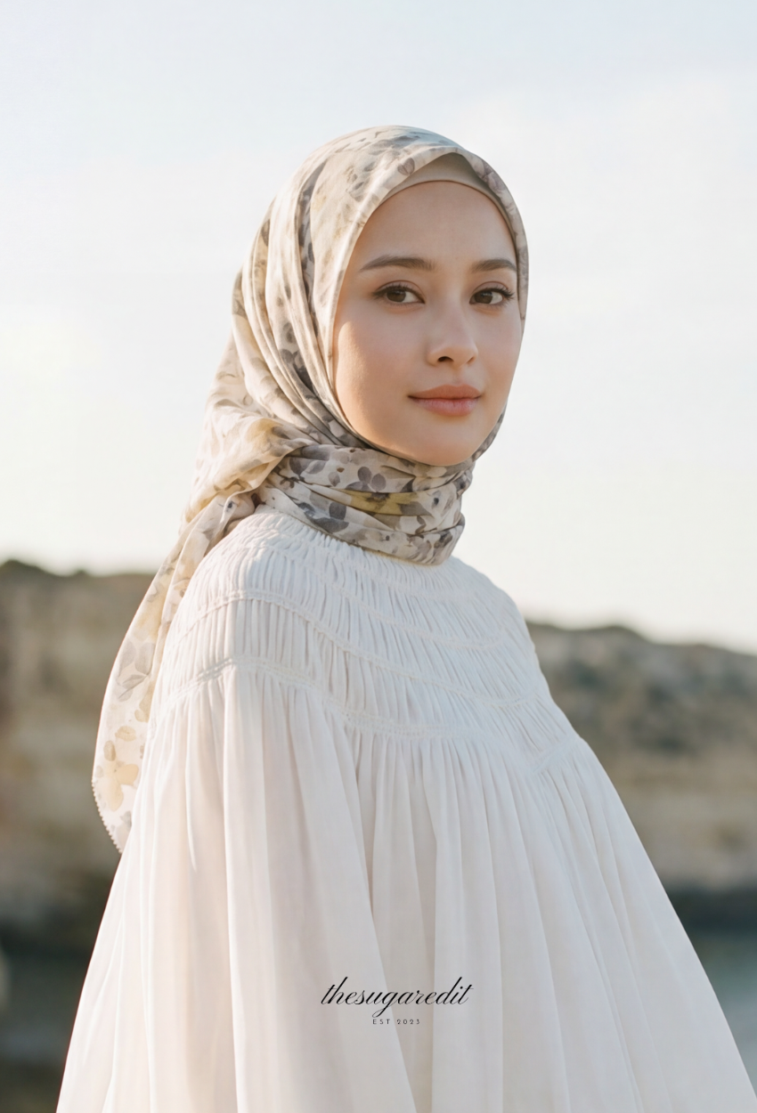 TSE BloomInvitation Japanese Cotton Voile Square In AutumnEvening