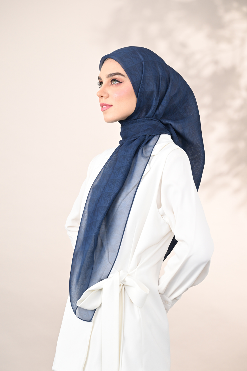 YES DEFECT - ( Square ) SSMonogramJP Voile in (Rich-MidnightBlue)