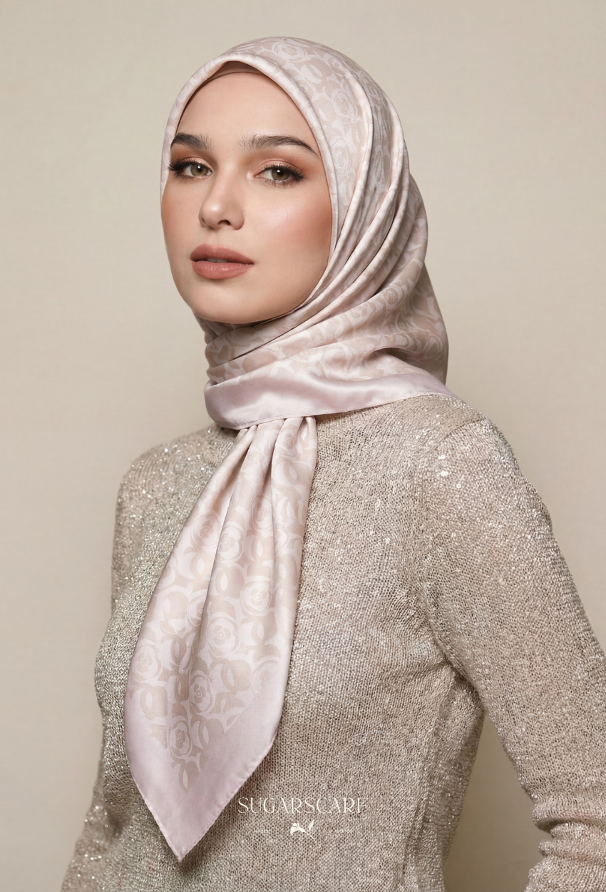 Eid Elegance 2026 Scarves Mixed Satin Square in LadyInPink