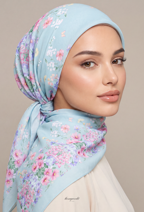 TSE Mod Japanese Cotton Voile Square In Aquamarine