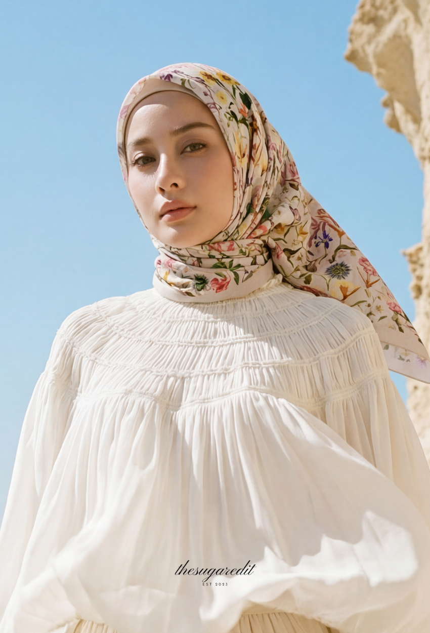 TSE BloomInvitation Japanese Cotton Voile Square In HeirBloom Blush