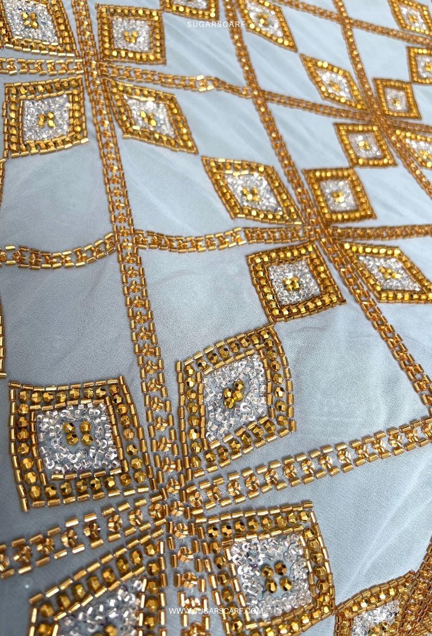 Cleopatra Crystal Beads Drape In Deep Maroon