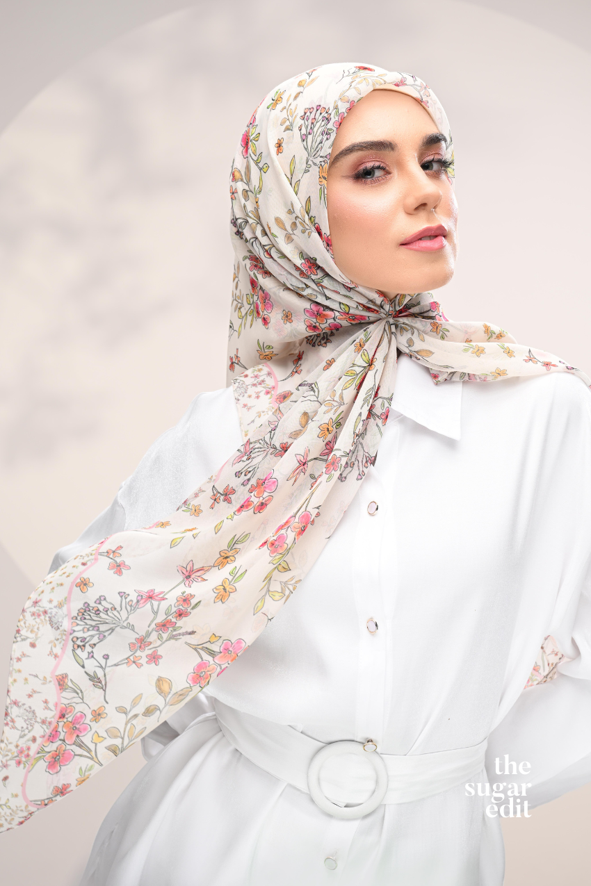 YES DEFECT - THESUGAREDIT Whispering Bloom Japanese Cotton Voile In (Serene Blossom)