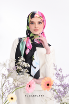 YES ( Square ) Seri Fiora Mixed Satin Silk Scarf ( SERI MALAM )