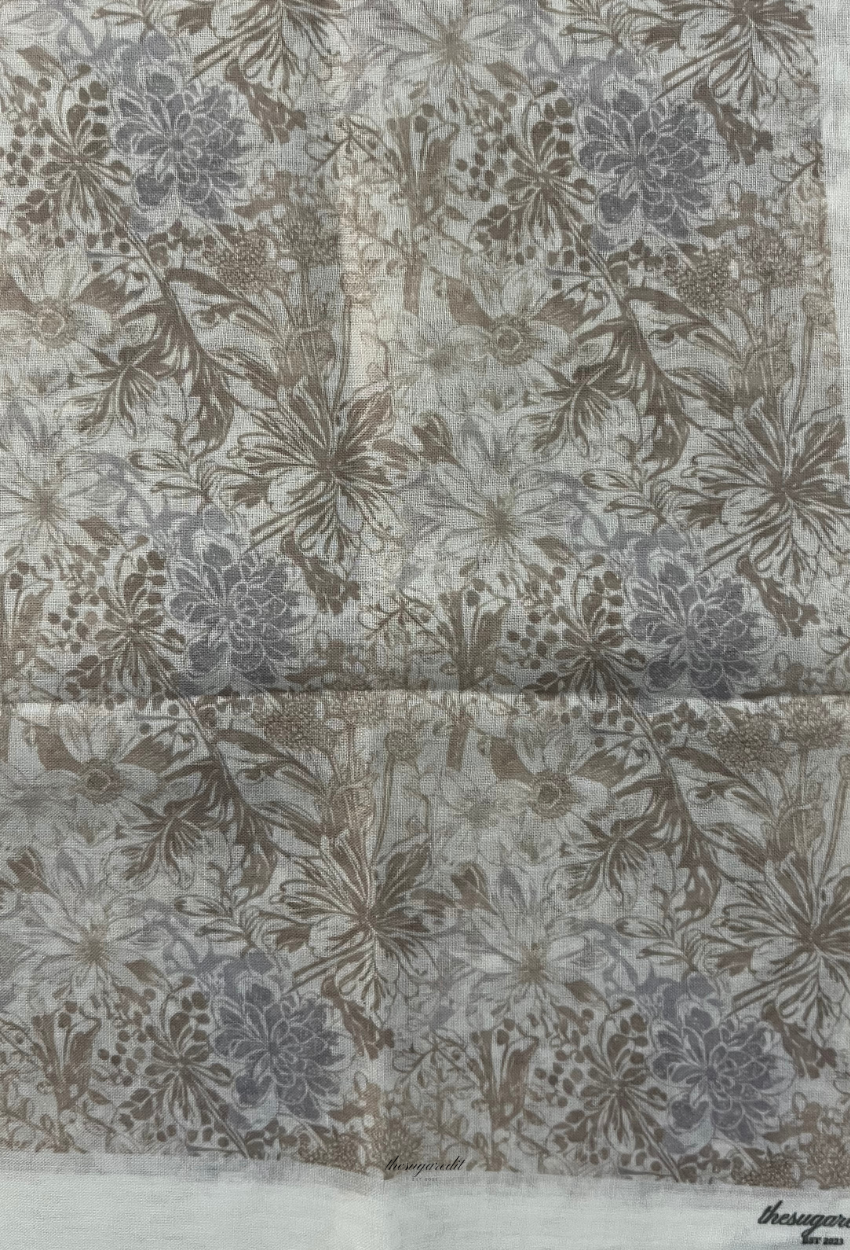 TSE Bloom JapaneseOsaka 47Inch Cotton Voile Square -Gizel (Gray)
