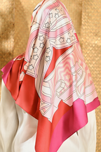 YES DEFECT -  ( Square ) Seri Raya Riang Mixed Satin Silk Scarf ( RED VELVET )