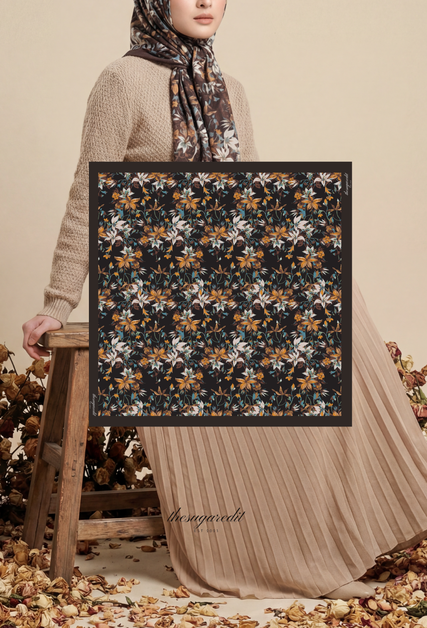 TSE December Serenity Japanese Voile Square In Shadow Garden