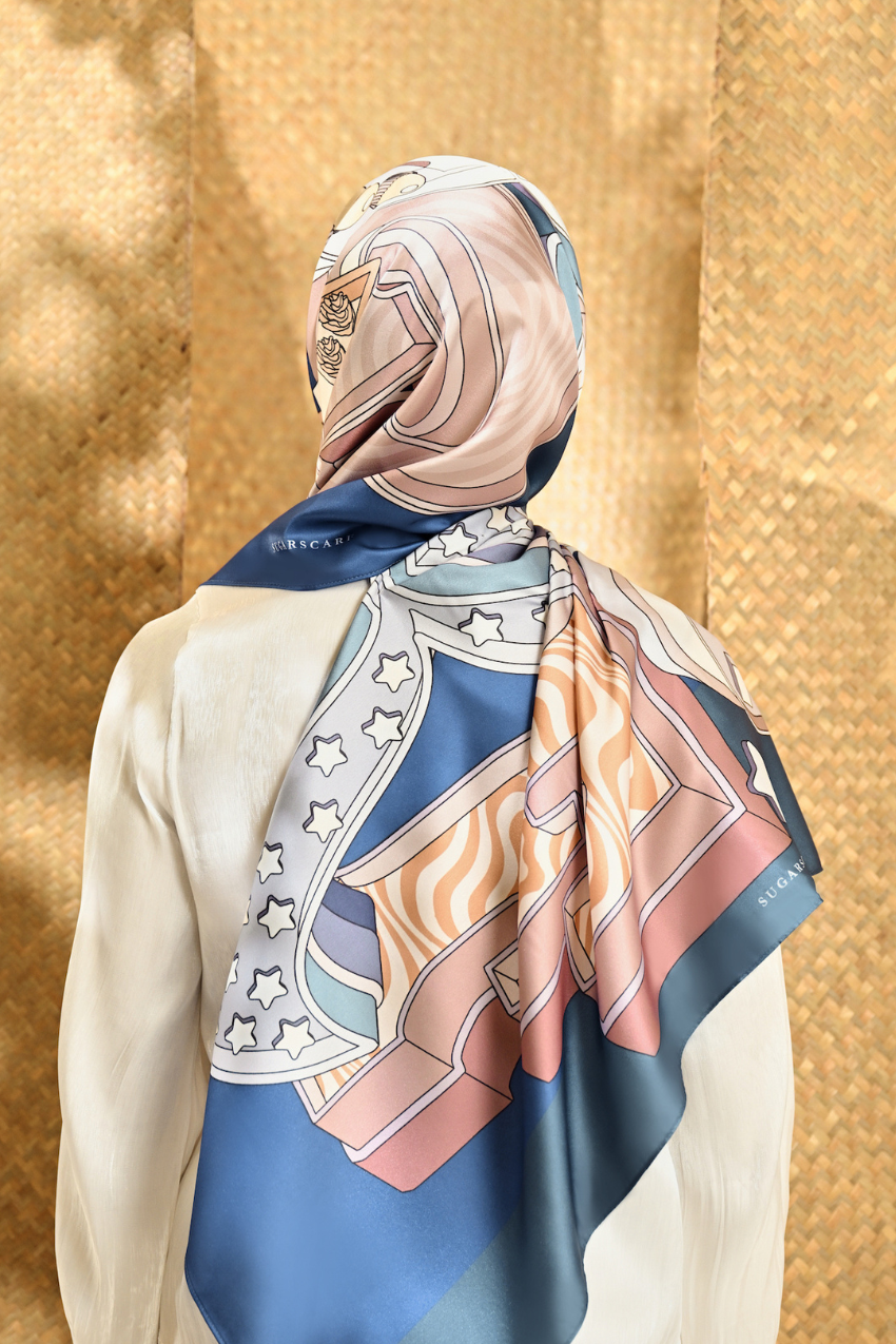YES DEFECT - ( Square ) SeriRaya Riang Mixed Satin Silk Satin ( BUNGA TELANG )