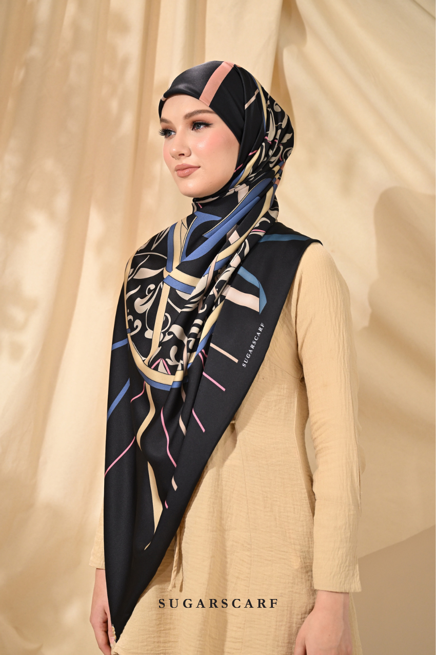 YES DEFECT - ( Square ) Classy Harmoni Mixed Satin Silk Scarf ( ATTACHMENT )