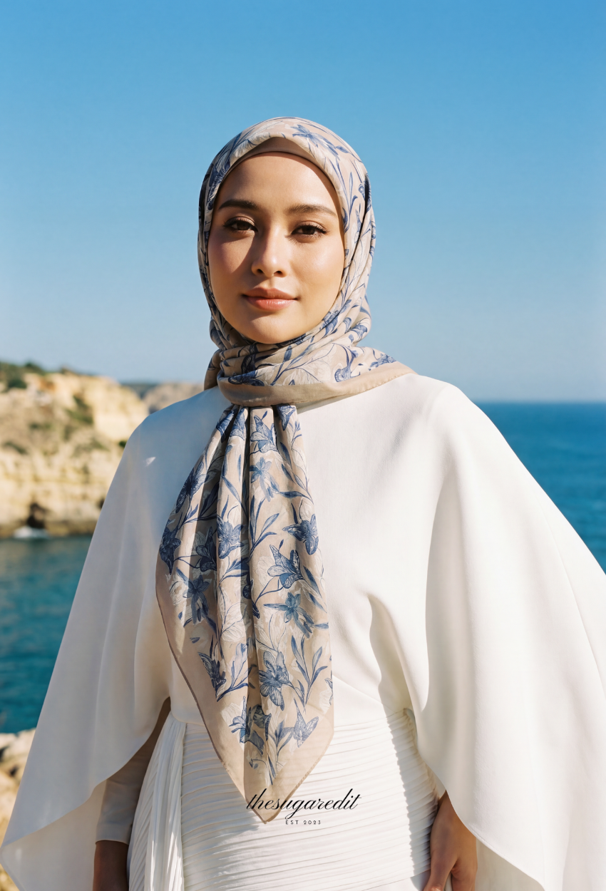 TSE BloomInvitation Japanese Cotton Voile Square In Regency Pearl