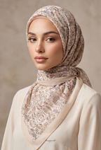 TSE Mod Japanese Cotton Voile Square In Helena ( Based Cream Peach)