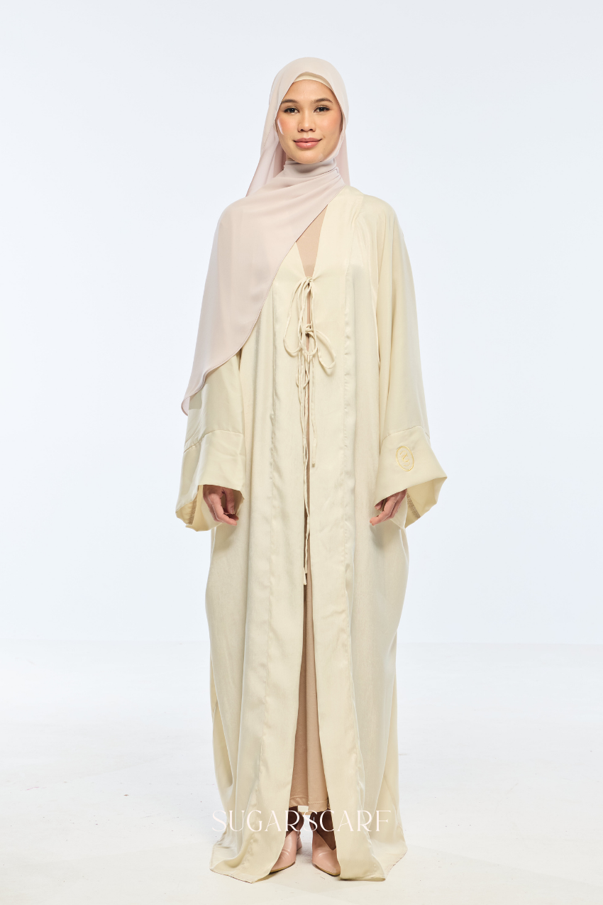Noir Éclat Anne Embroidery Abaya Outer Robe  in Golden Dawn