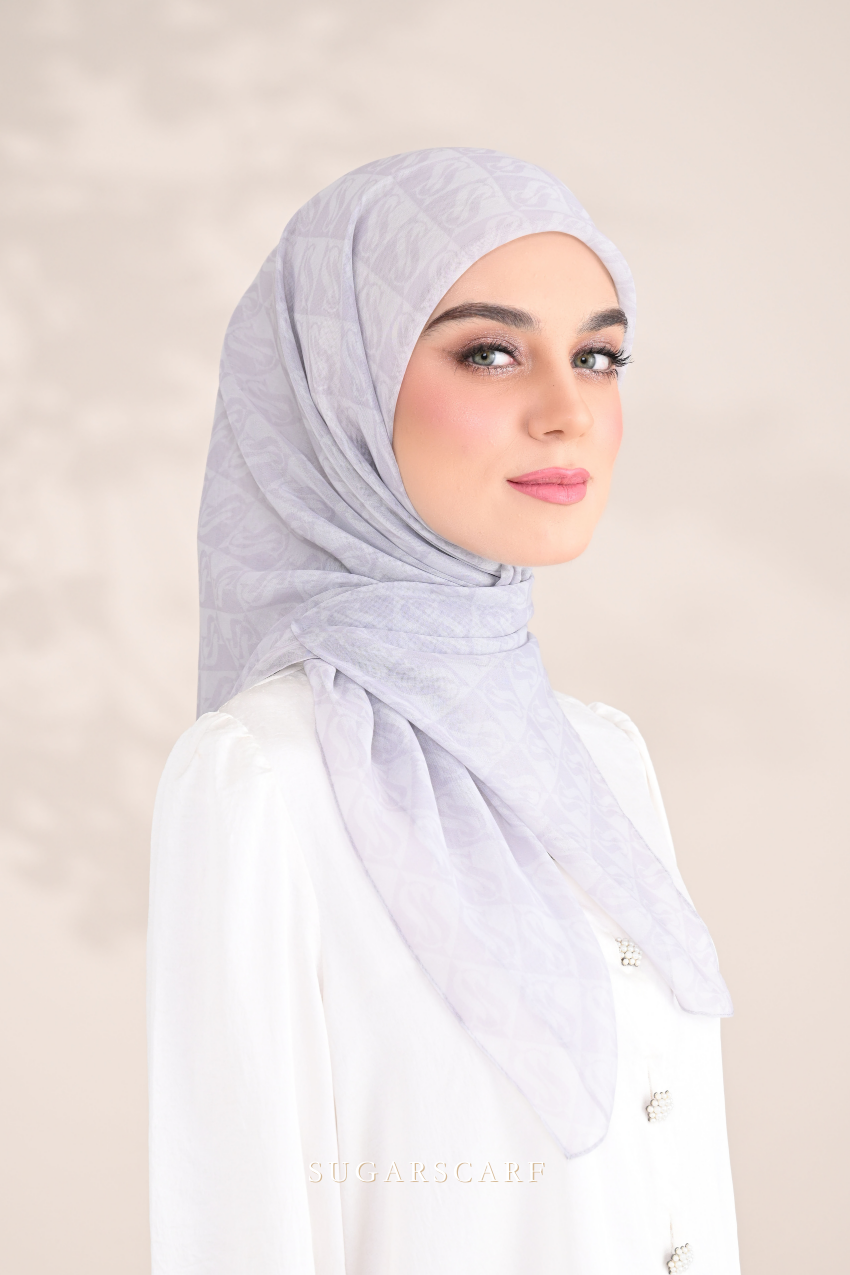 YES ( Square ) SSMonogramJP Voile in ( Silver Cloud )