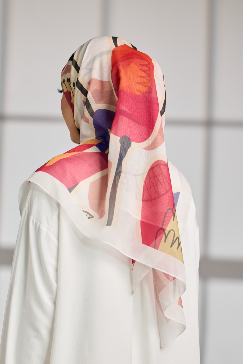 YES DEFECT - TSE Paris Cotton Voile Square Scarf Lyon