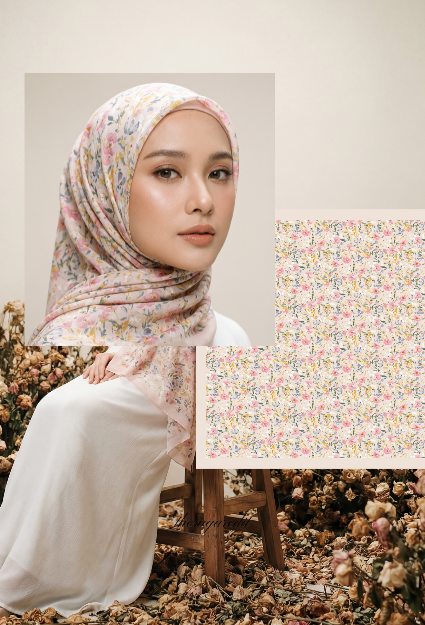 TSE December Serenity Japanese Voile Square In Pinkie Garden