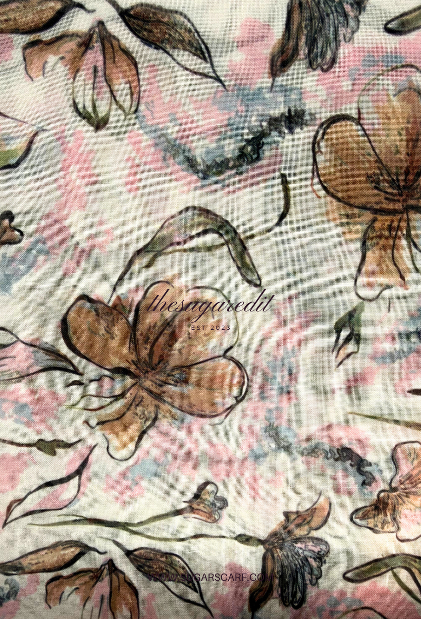TSE BloomInvitation Japanese Cotton Voile Square -Riyadh
