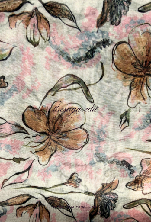 TSE BloomInvitation Japanese Cotton Voile Square -Riyadh